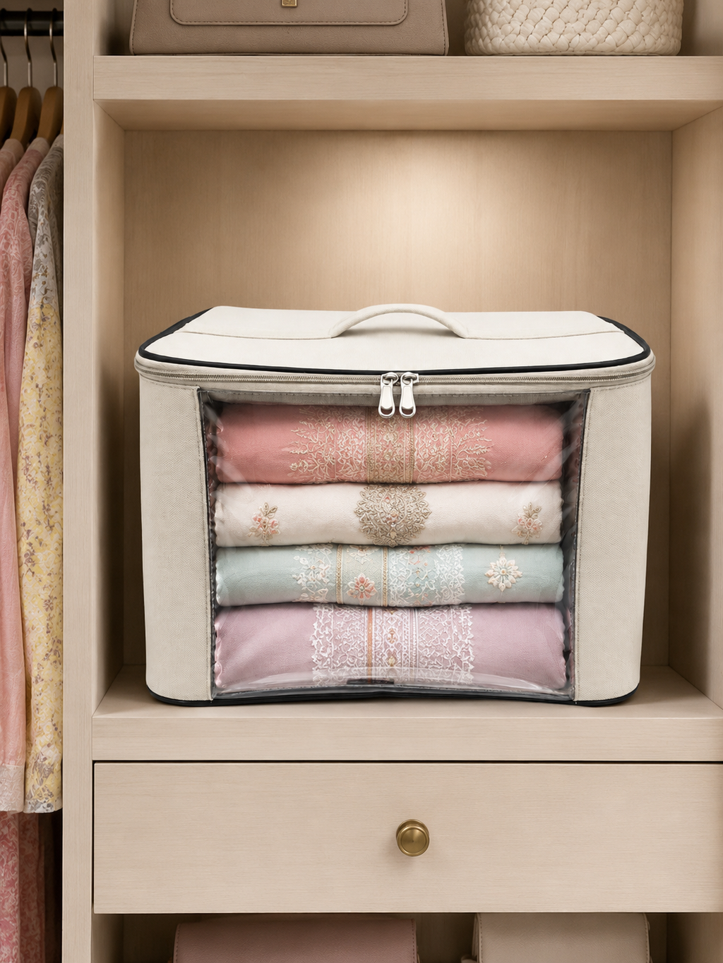Kurti Storage Bag – Zip Closure Wardrobe Organiser with Handle | 13x18x12 Inch